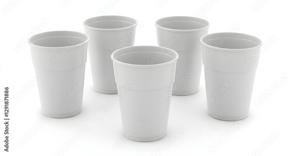 Several blank 2 oz cups white plain background minimalist composition clean studio photography Several blank 2 oz cups white plain background minimalist composition clean studio photography