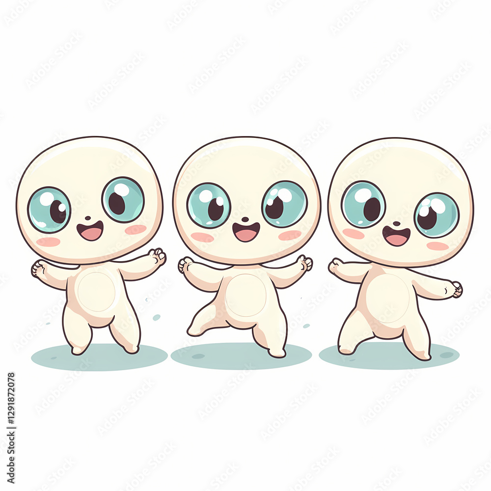 Obraz premium Happy cartoon characters dancing joyfully in a playful setting. Generative AI