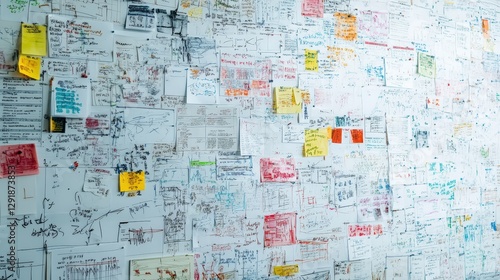 Whiteboards covered in strategic diagrams