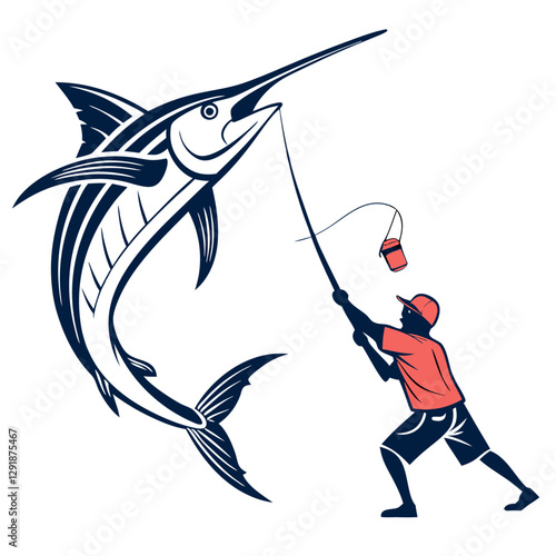 Sleek modern flat design illustration of a swordfish with clean lines