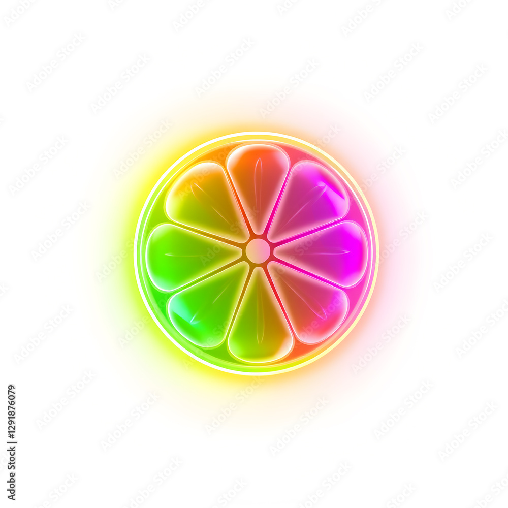 Obraz premium Lime holographic 3D icon. neon symbol vector illustration isolated on white background. Generative AI