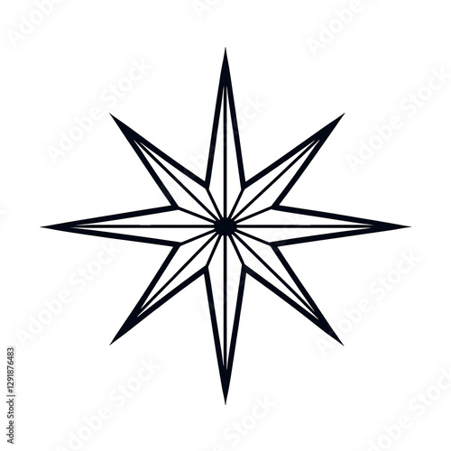 Modern Minimalist Star Line Art | Black PNG