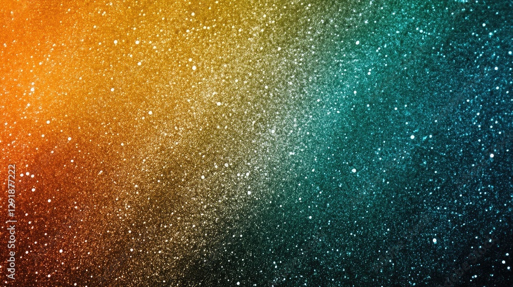 Fototapeta premium Vibrant Gradient of Glittering Particles Transitioning from Warm Orange to Cool Teal