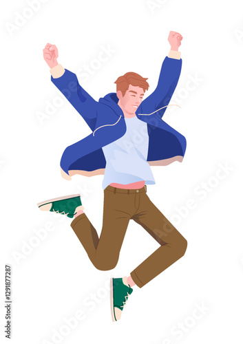 Man Jumping in Joy. Vector illustration