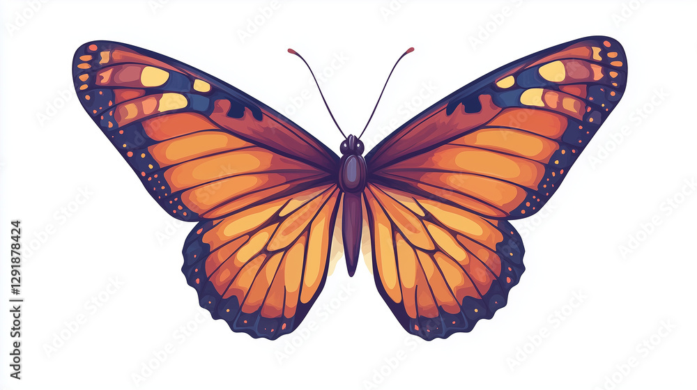 Fototapeta premium Vector illustration of a beautiful colorful butterfly isolated on a white background.