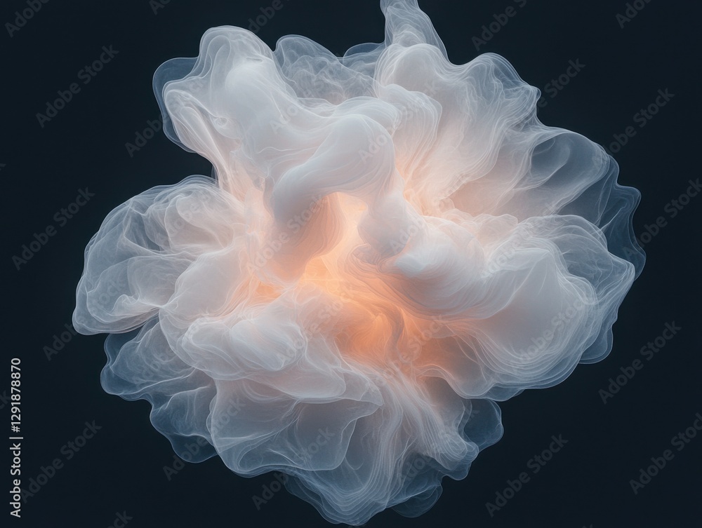 Fototapeta premium Dynamic explosion of ethereal smoke abstract art digital creation dark background close-up light and form