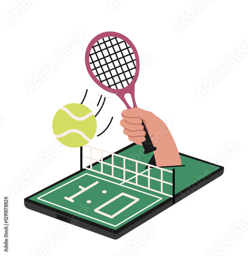 Tennis on a Tablet Game. Vector illustration