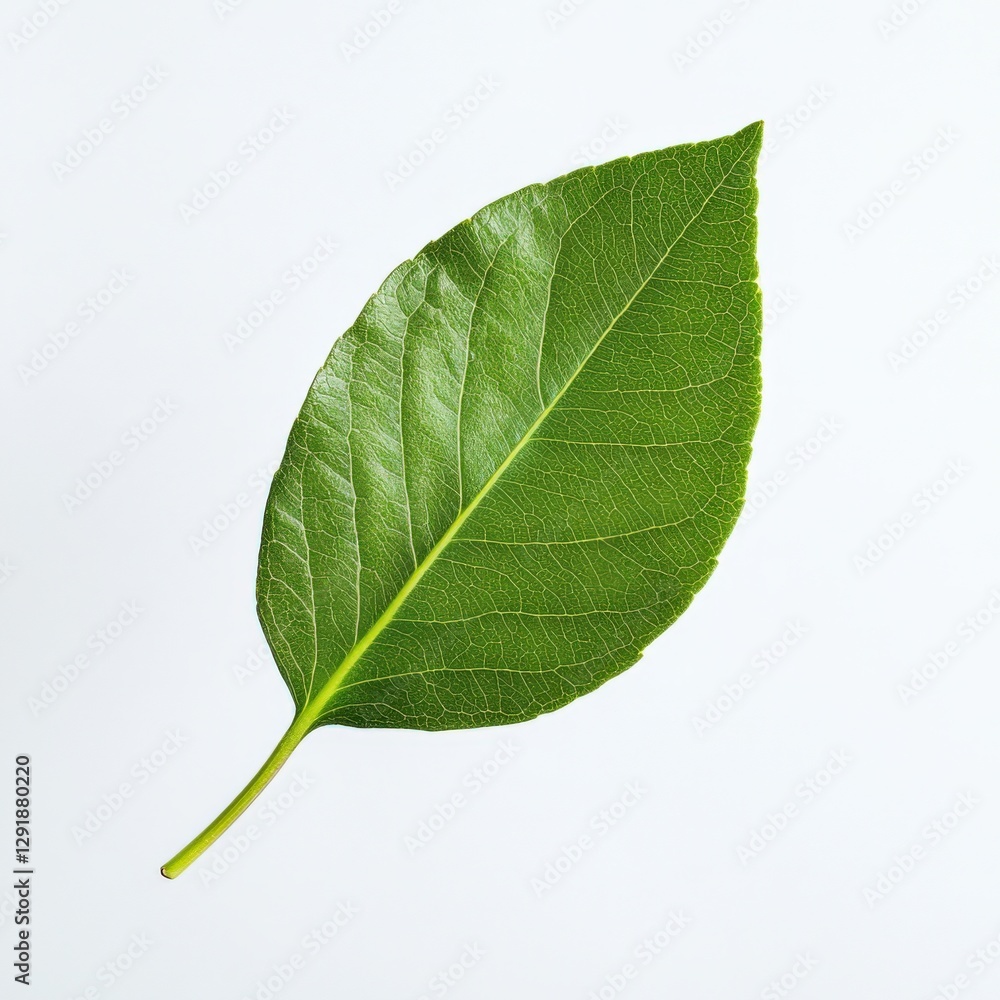 Obraz premium Green Leaf on White Background