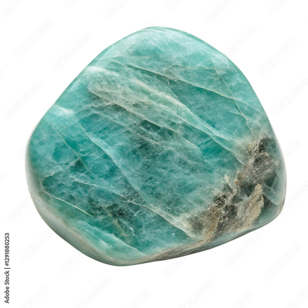 A Smooth Piece of Amazonite with Greenish Blue Tone Isolated on Transparent Background A Smooth Piece of Amazonite with Greenish Blue Tone Isolated on Transparent Background