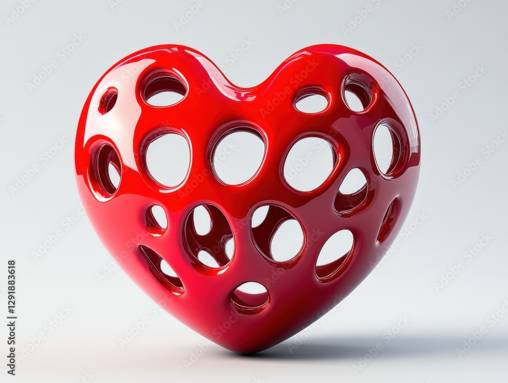 red heart with holes on white background red heart with holes on white background