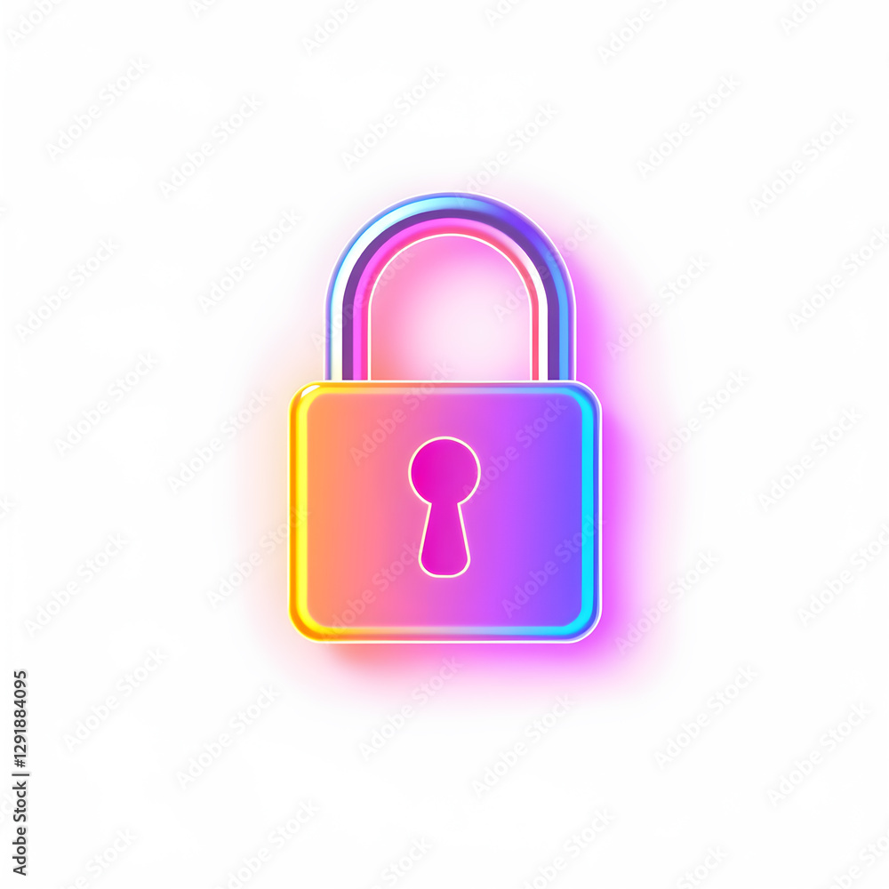Lock key holographic 3D icon. neon symbol vector illustration isolated on white background. Generative AI Lock key holographic 3D icon. neon symbol vector illustration isolated on white background. Generative AI