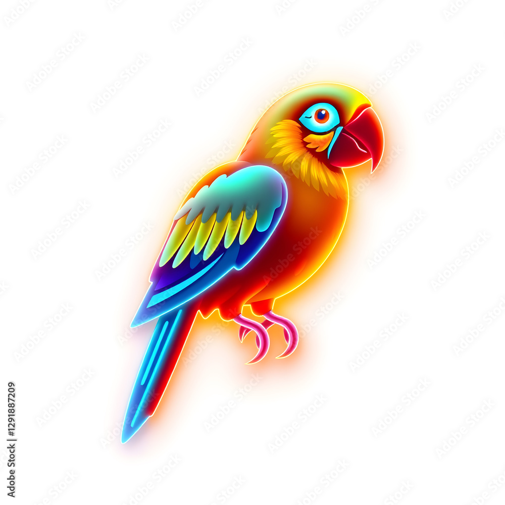 Fototapeta premium macaw holographic 3D icon. neon symbol vector illustration isolated on white background. Generative AI