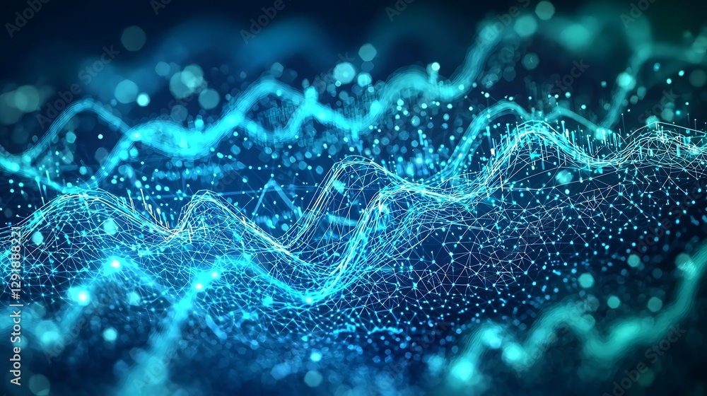 Fototapeta premium Futuristic trading dashboard with fluctuating trend lines, showcasing market gains and losses through a sleek, high-tech financial display