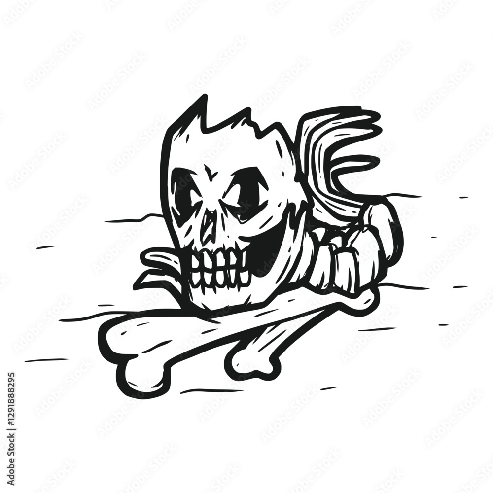 hand-drawn vector illustration of scattered skulls hand-drawn vector illustration of scattered skulls