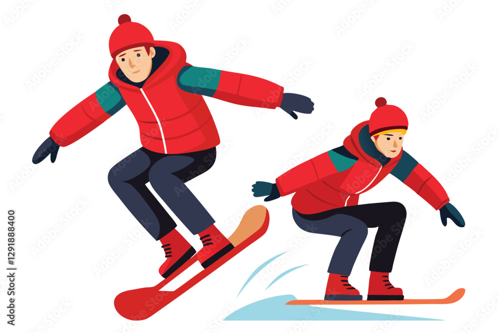 Fototapeta premium Extreme Snowboarding: Action-Packed Vector Collection