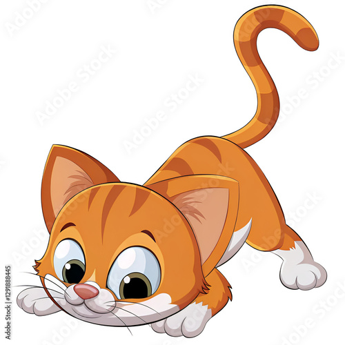 Playful Cartoon Cat Ready to Pounce