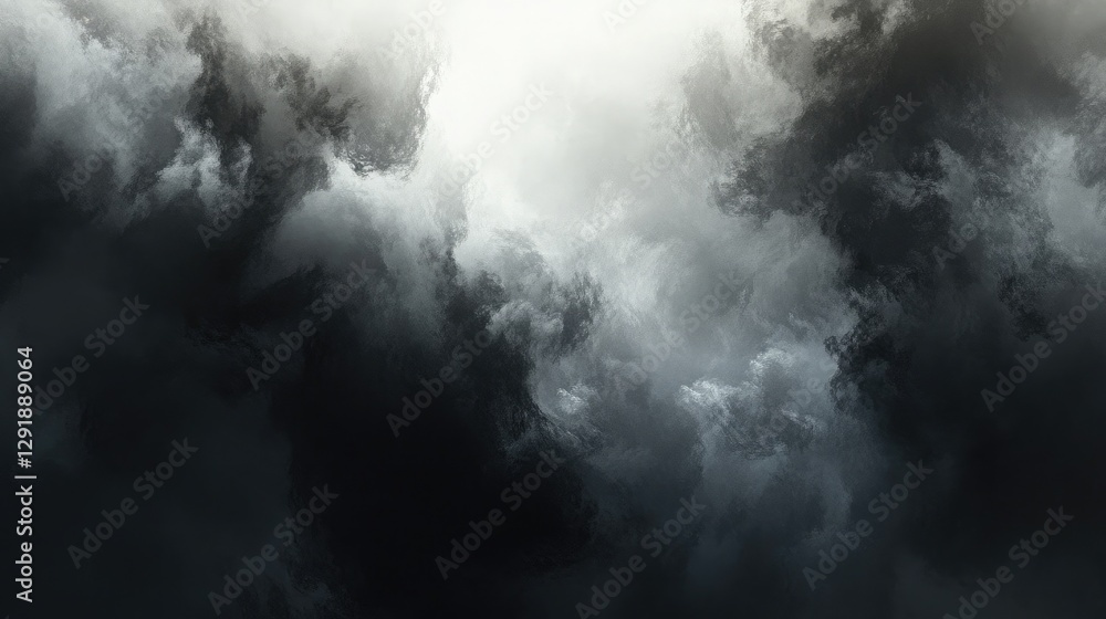 Ethereal White Cloud of Particles Creating a Mystical Atmosphere in Dark Space