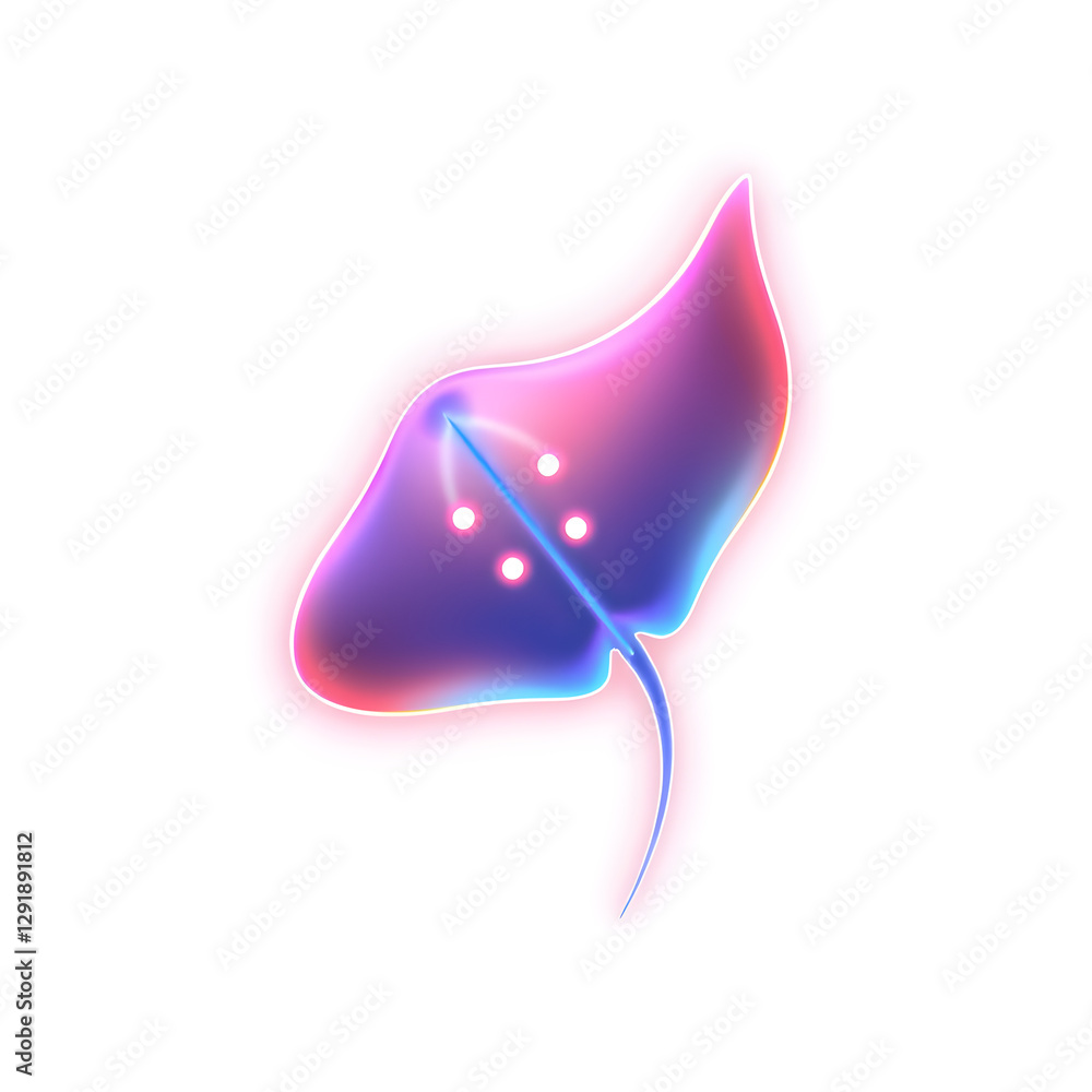 Obraz premium Manta ray holographic 3D icon. neon symbol vector illustration isolated on white background. Generative AI
