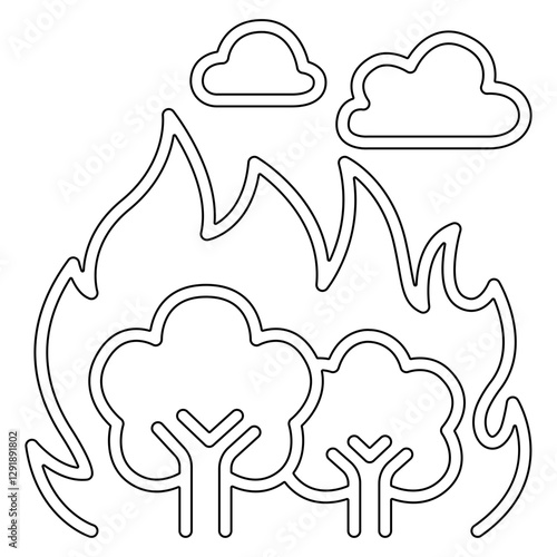 Wildfire, forest fire icon in line style