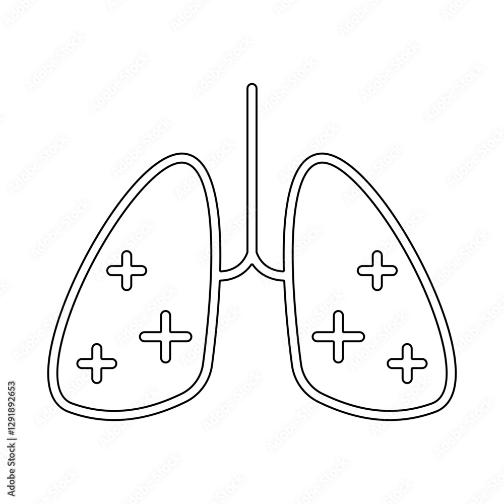 Lung cancer icon in line style