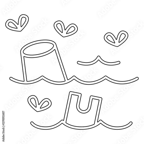 Water pollution icon in line style