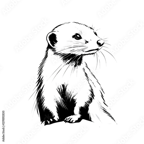Ferret minimalist 2D vector graphic illustration sketch on a white background.

