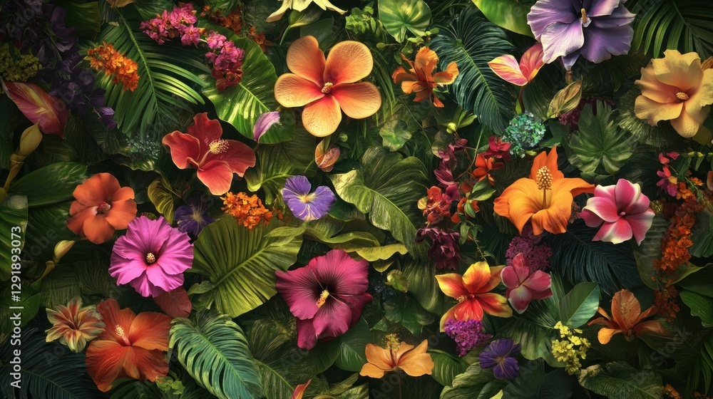 Fototapeta premium Vibrant tropical flower arrangement wall decor