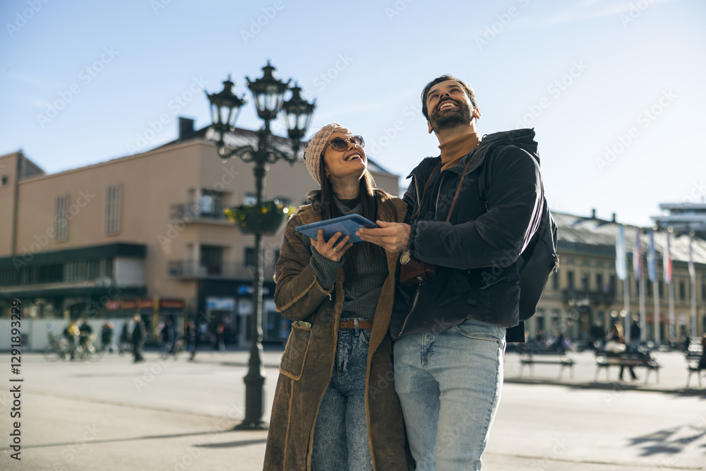 Tourist Couple Exploring New City Tourist Couple Exploring New City
