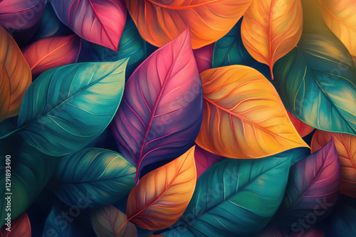 Wallpaper Mural Tropical Leaves with Stunning Color Contrast Torontodigital.ca