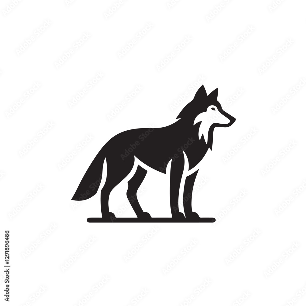 Fototapeta premium wolf silhouette vector line art logo design