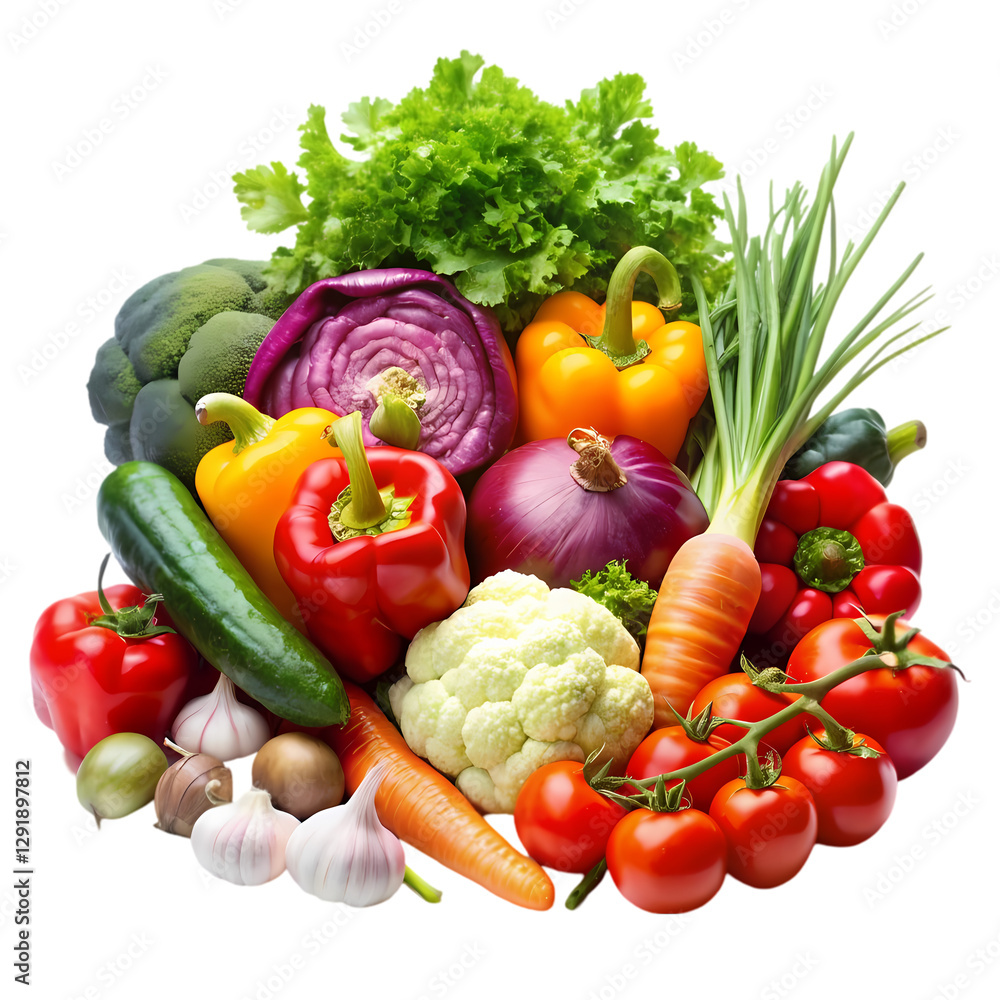 Fresh Veggie Harvest: Colorful Produce isolated on transparent background