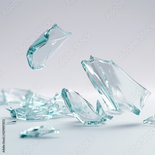 Wallpaper Mural Broken Glass Pieces on a White Surface Torontodigital.ca