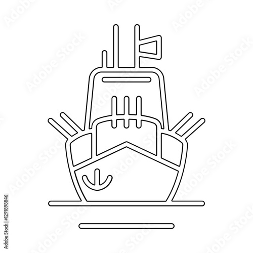 Warship icon in line style