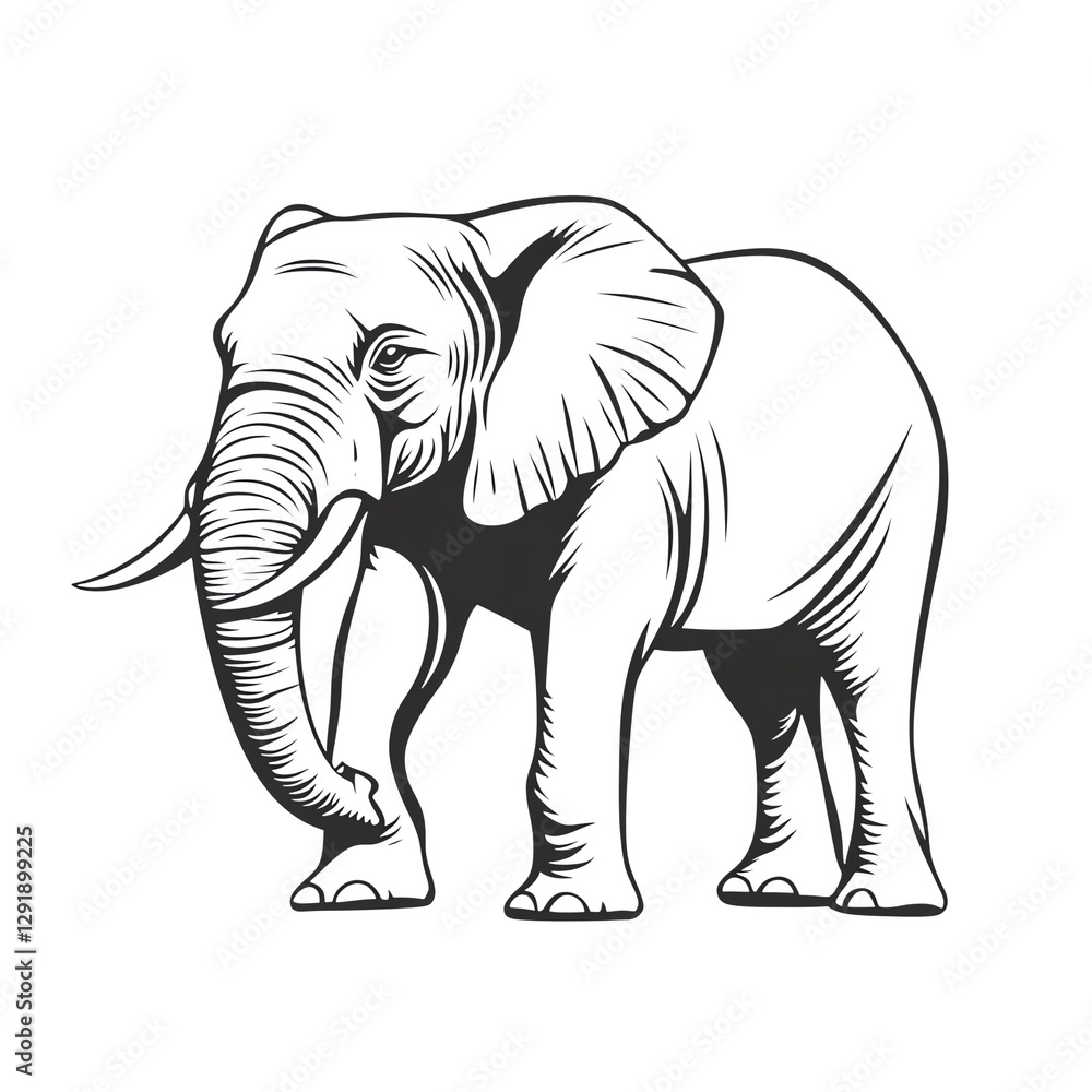 Obraz premium Majestic Elephant Line Art | Minimalist Wildlife PNG