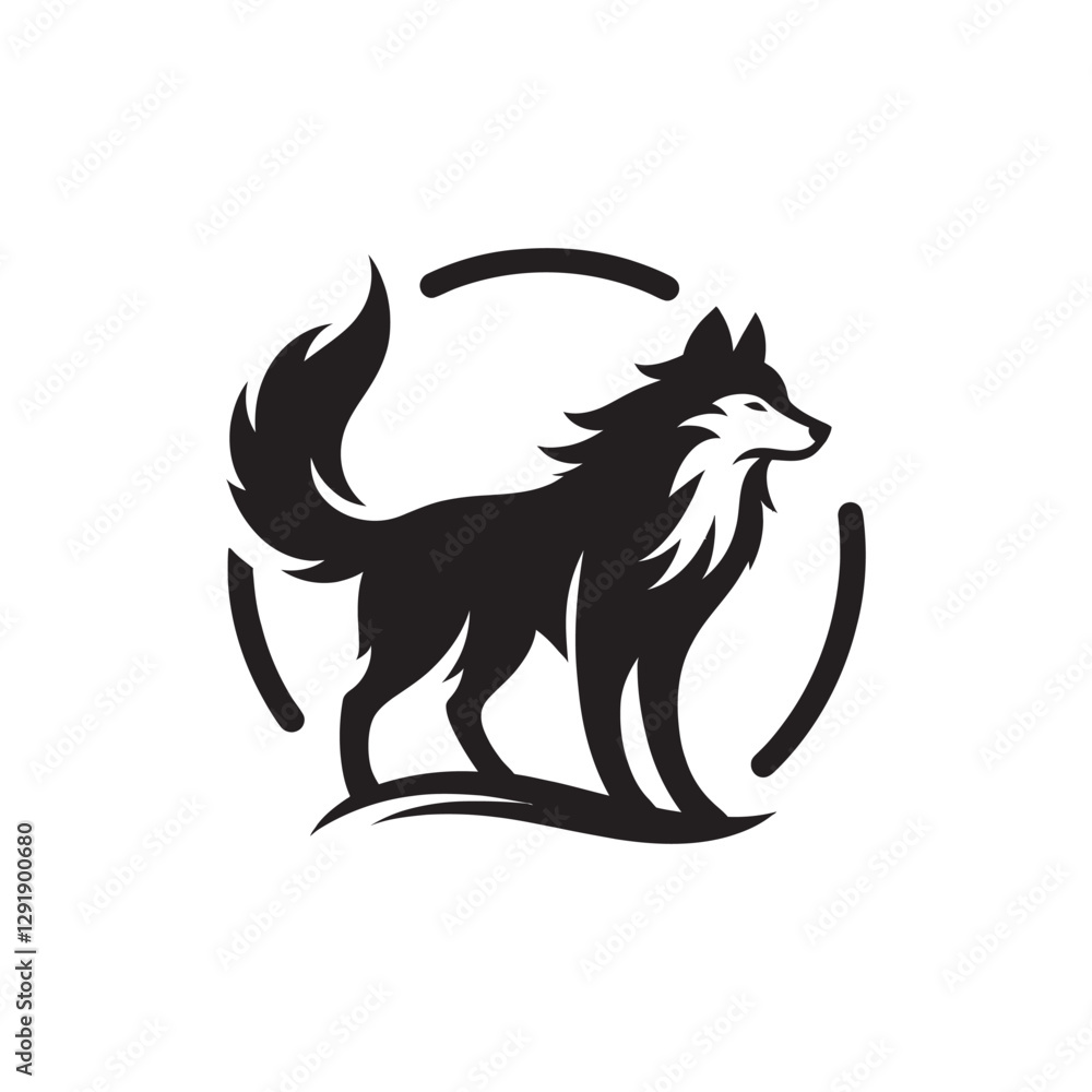 wolf silhouette vector line art logo design wolf silhouette vector line art logo design