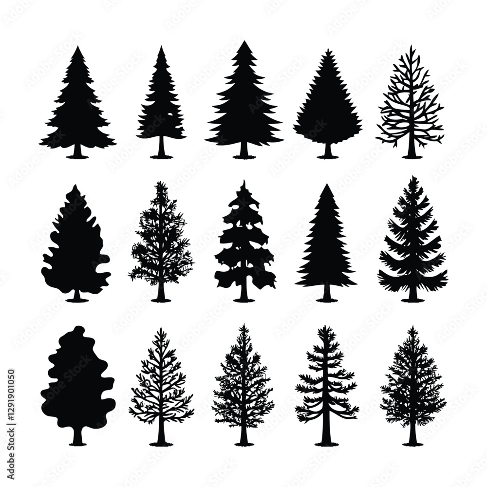 Christmas tree vector silhouette set Christmas tree vector silhouette set