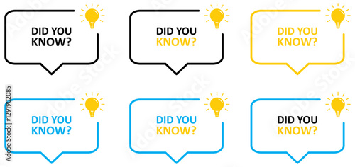 did you know speech bubble background banner with light bulb icon. vector illustration.