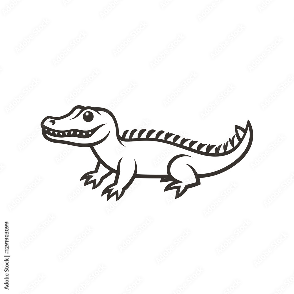 Fierce Crocodile Line Art | Minimalist Reptile PNG Fierce Crocodile Line Art | Minimalist Reptile PNG