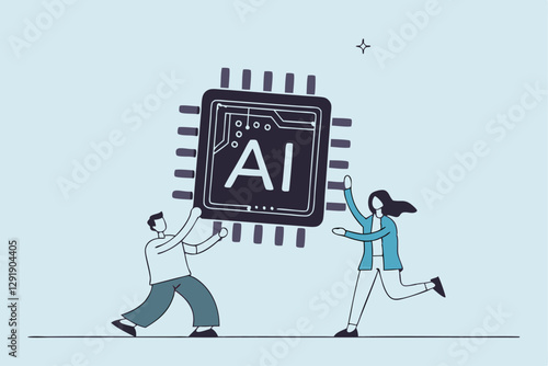 Stock Vector ID: 2512490237

Embrace AI, Artificial Intelligence adoption, user or people who use AI to help and support work success, innovation or revolution to change business concept, business peo