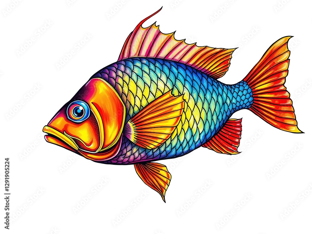 Fototapeta premium Detailed Study of a Fish with Intriguing Design Elements