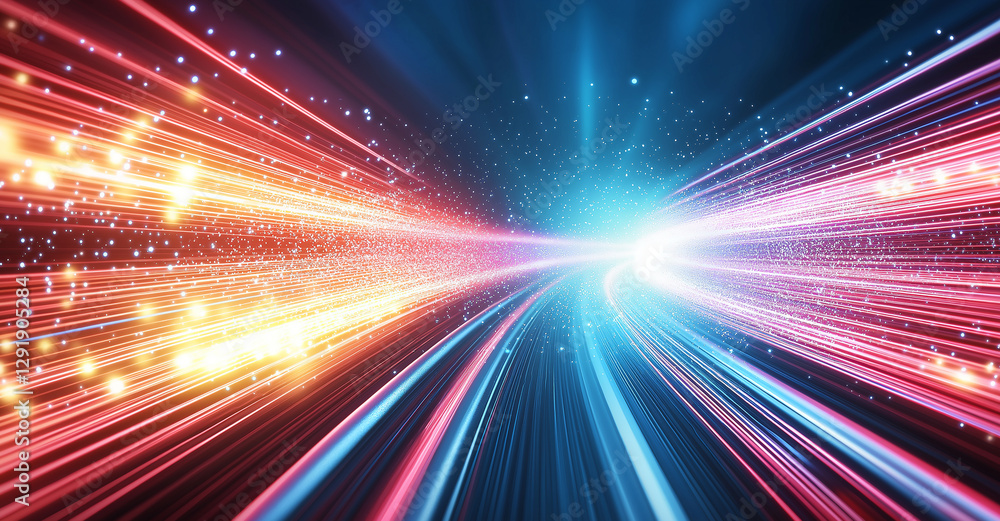 Vibrant abstract background with glowing light beams and dynamic motion. image features bright colors and sense of depth, creating energetic and captivating atmosphere Vibrant abstract background with glowing light beams and dynamic motion. image features bright colors and sense of depth, creating energetic and captivating atmosphere