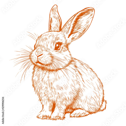 Minimalist flat illustration of Rabbit, featuring a clean design isolated on a white background.

