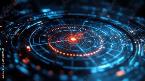 Wallpaper Mural Futuristic HUD interface activating, dark background Torontodigital.ca