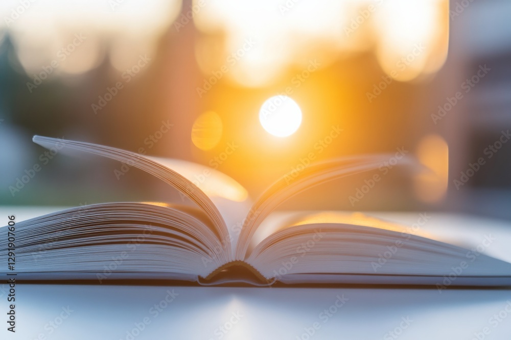 Open book with a warm, blurred background Open book with a warm, blurred background