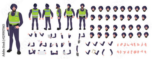 
Police Officer Character Design Model Sheet. Man, Character design. Front, side, back view and explainer animation poses. Character set with lip sync and Walk cycle animation sequences.
