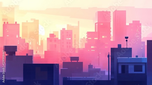 Wallpaper Mural Abstract Urban Skyline Design with Soft Light Torontodigital.ca