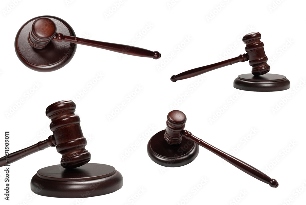 Φωτογραφία Wooden judge gavel and soundboard isolated on a white background.