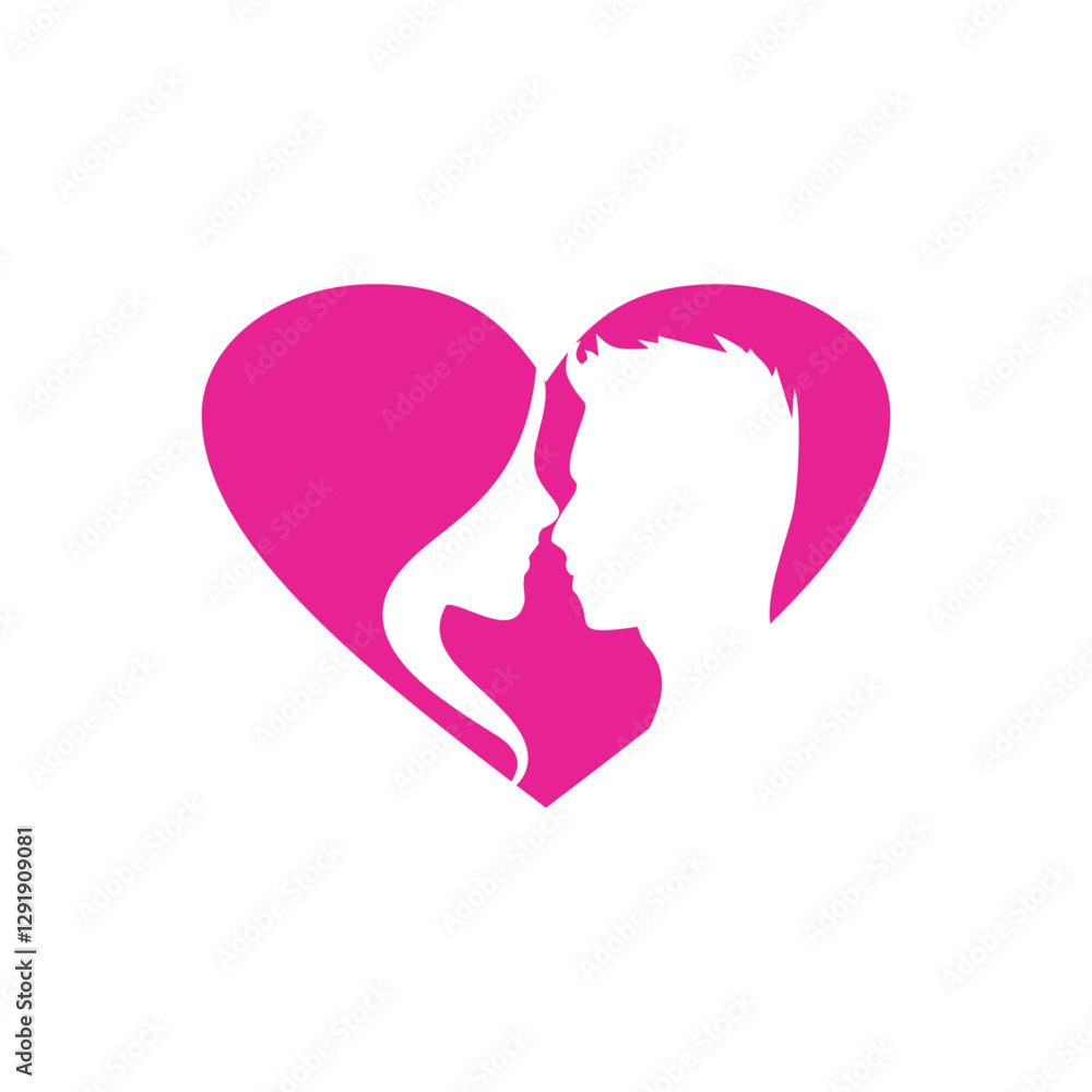 silhouette of a couple with heart silhouette of a couple with heart