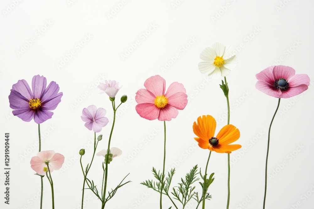 Elegant Arrangement of Colorful Flowers on White Elegant Arrangement of Colorful Flowers on White