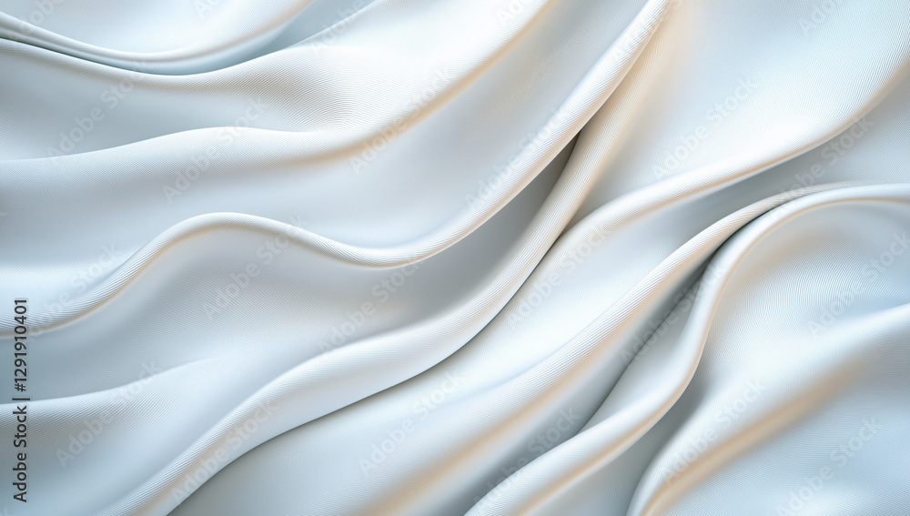 Obraz premium Soft, flowing white fabric with gentle curves and waves creates elegant and serene atmosphere. smooth texture enhances visual appeal, making it perfect for various design applications